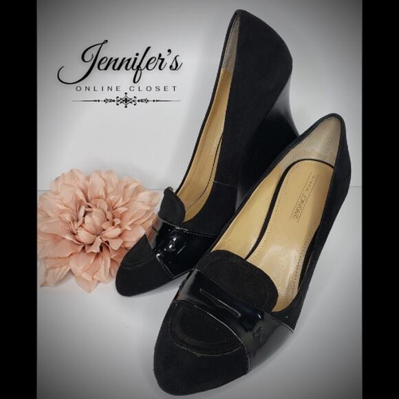 Joan & David Women's Black Manni Suede Loafer Wedges Size 8M - Picture 3 of 14